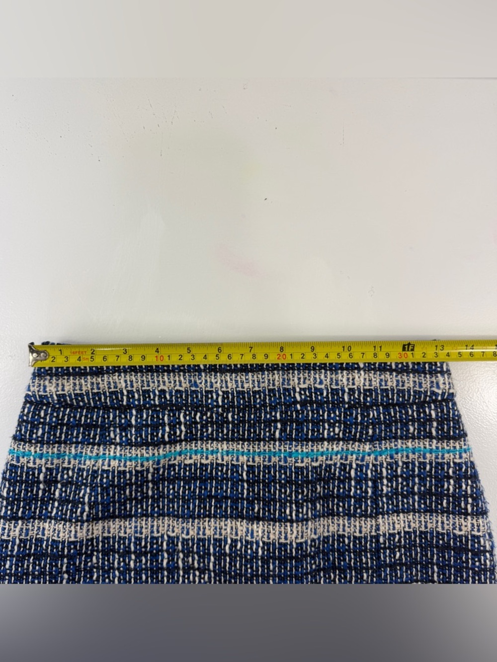 Tory Burch Navy and Cream Striped Knit Lined Pencil Skirt with Teal Accents Sz 0 - Picture 11 of 13